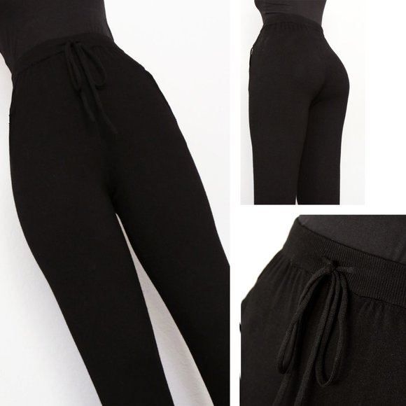 NEW Comune Glendwood Zip Pocket High Waist Soft Cozy Knit Jogger Pants Black $84 - Picture 10 of 11